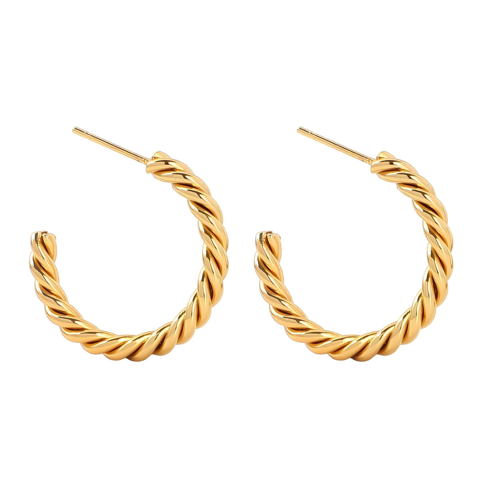 Earrings, 18K Gold Plated Steel