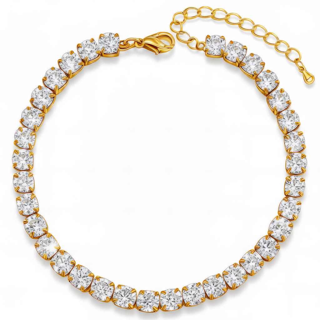 Tennis Bracelet, 18K Gold Plated Steel