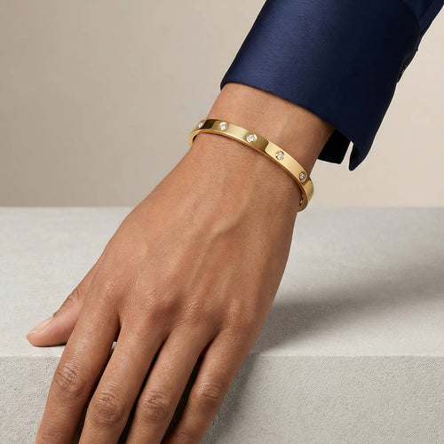 Bracelet, 18K Gold Plated Steel